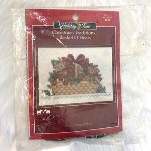 CLEARANCE Holiday Time Christmas Traditions Basket O Bears Cross Stitch Kit